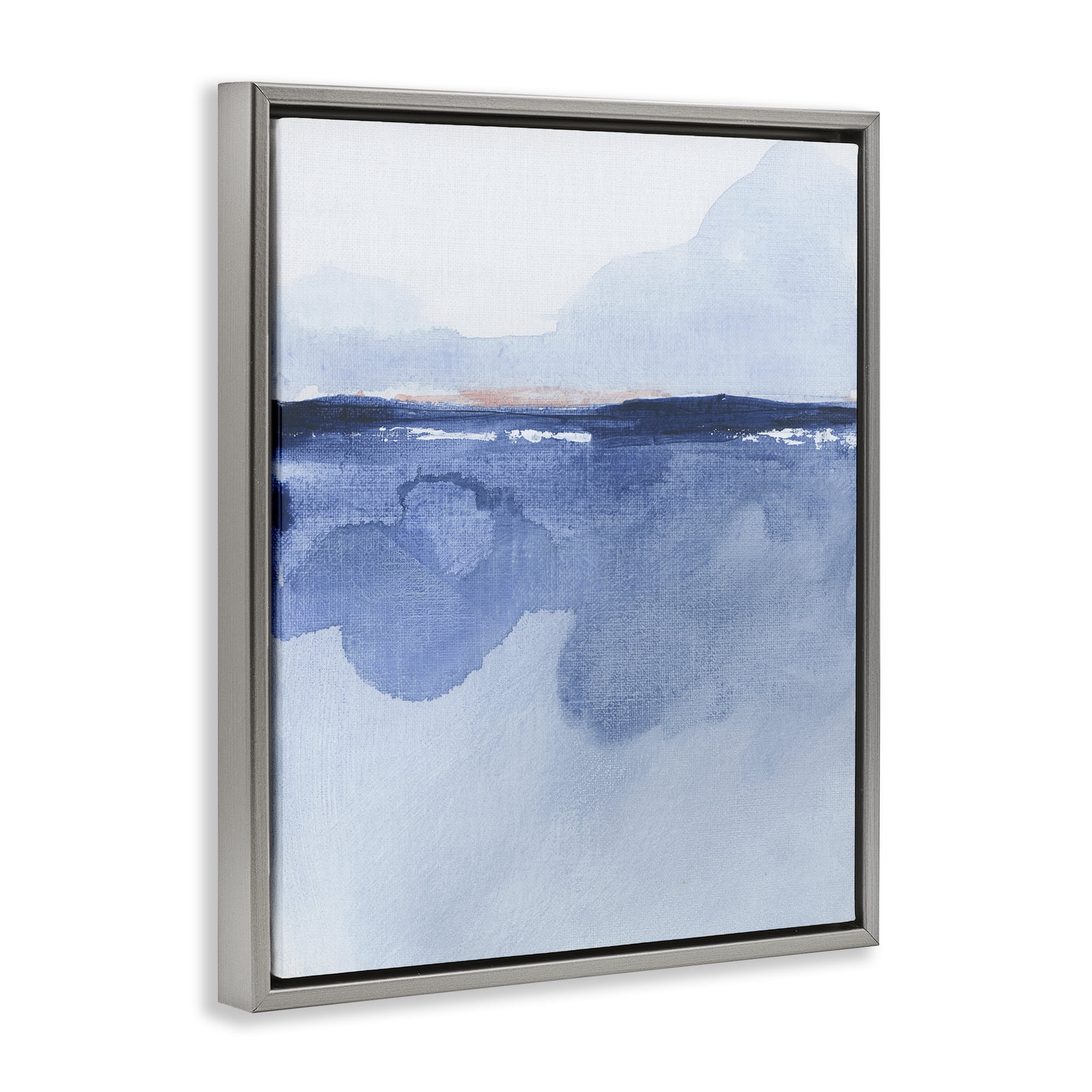 Stupell Industries Abstract Fluid Landscape Abstract Painting Gray Floater Framed Canvas Art Print Wall Art, 25 x 31