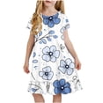 thumbnail image 2 of Cethrio Girls' Nightgowns Size 7-8, Comfy Mid-length Summer Short Sleeve Kids Sleep Dresses Sleepwear Multicolor Size 8, 2 of 8