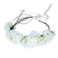 thumbnail image 4 of Corona de diadema de flores para mujer, corona de flores de rosas, diadema nupcial, corona de tocado de niña de flores para decoración de festivales Beige, 4 of 9