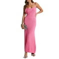 thumbnail image 1 of xiaxaixu Robe Longue Ajustée d'Été pour Femme, Couleur Unie, Sans Manches, Décolleté Plongeant, Tricot, Bretelles Spaghetti, 1 of 8