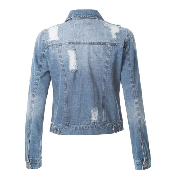 Womens Denim Jacket Jean Jacket Casual Fashion Coat Bead Outwear Overcoat Clothes