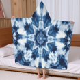 thumbnail image 5 of Blue White Tie Dye Mandala Pattern Hooded Bath Towel，60"x35" for Ages 3 To 12 Kids, Quick Dry Lightweight Soft Microfiber Hood Beach Towel Cover Up for Kids, 5 of 7
