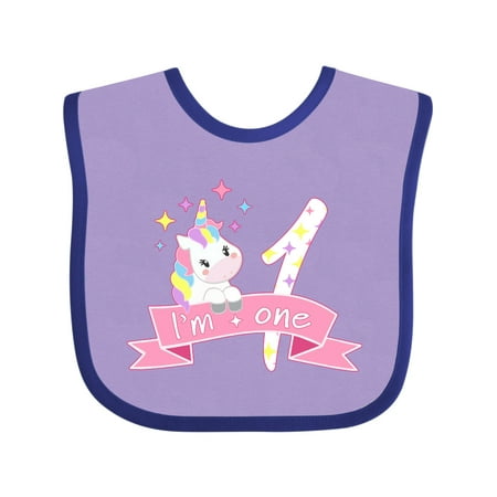 

Inktastic I m One- Cute Unicorn 1st Birthday Gift Baby Boy or Baby Girl Bib