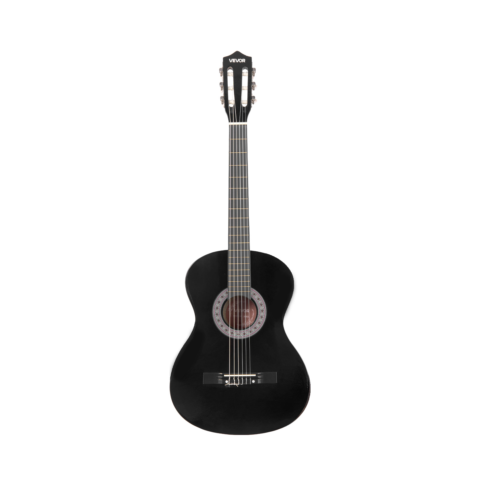 VEVOR 38in Classical Guitar, Wood Guitar Starter Kit for Beginners, with Nylon Strings, Gig Bag, Strap, Tuner, Extra Strings, Picks, Capo, Basswood,for Teenagers Adults Students, Black