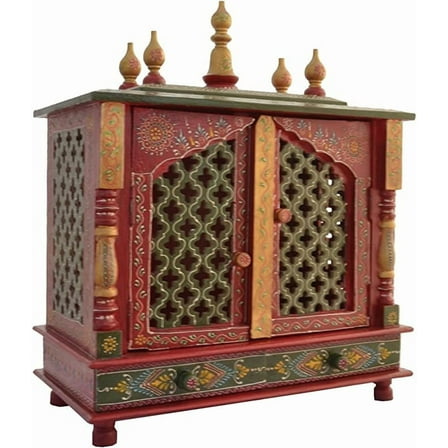 Wooden Temple/Home Temple/Pooja Mandir/Pooja Mandap/Temple for Home with White Light