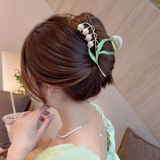 Moda Mujer Pinzas para el cabello Clips Antideslizante Lady Ponytail Holder flor Barrette Horquilla Accesorios para el peinado del cabello Rosado Colco pinzas para el cabello