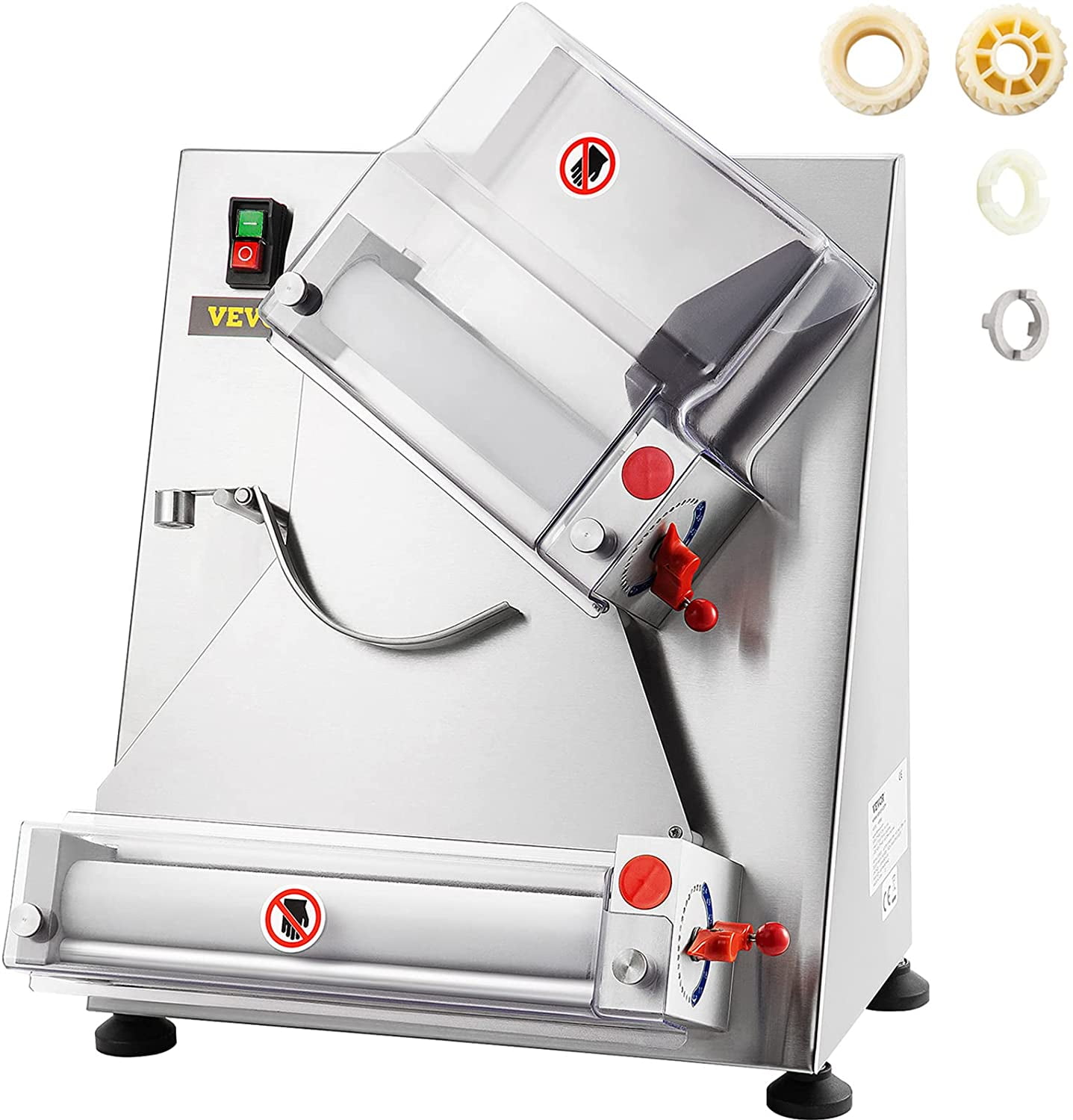 15 Dough Roller Sheeter Commercial Dough Presses Machine Automatic Electric Pizza Press Making Machine Heavy Duty Pasta Maker Equipment for Rolling of Pizza and Various Dough Cake About 5s/ for Dough