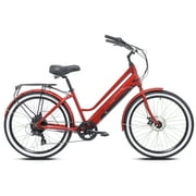 Kent Bicycle 26" 350W Adult Pedal Assist Cruiser Electric Bicycle, Red