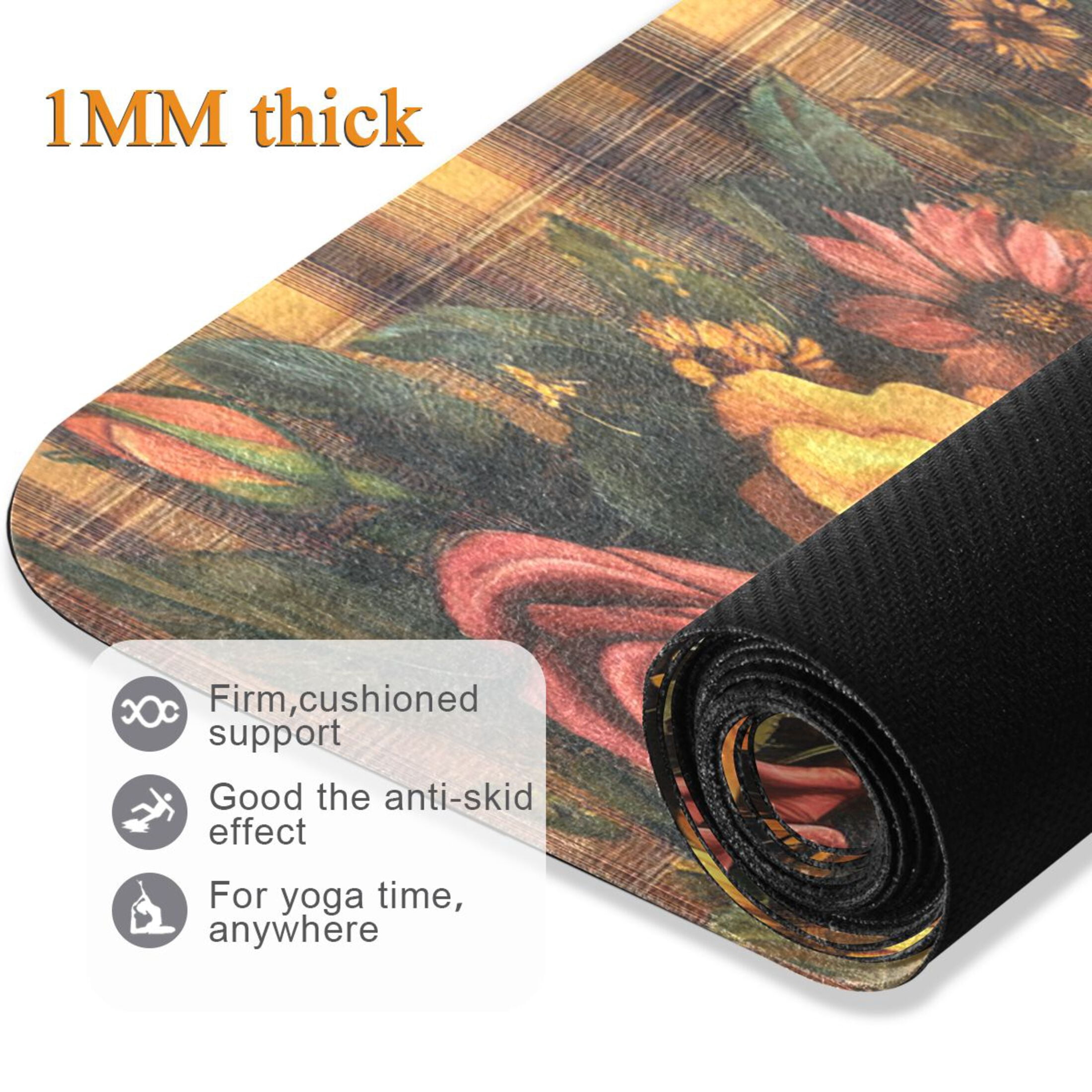 BZSMCE Yoga Mat Women Butterflies and Flowers on Plaid Fitness Mat