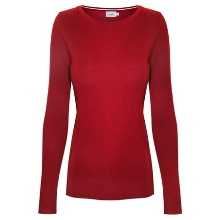 Enimay - Women's Solid Basic Soft V-neck Crew Neck Stretch Pullover ...