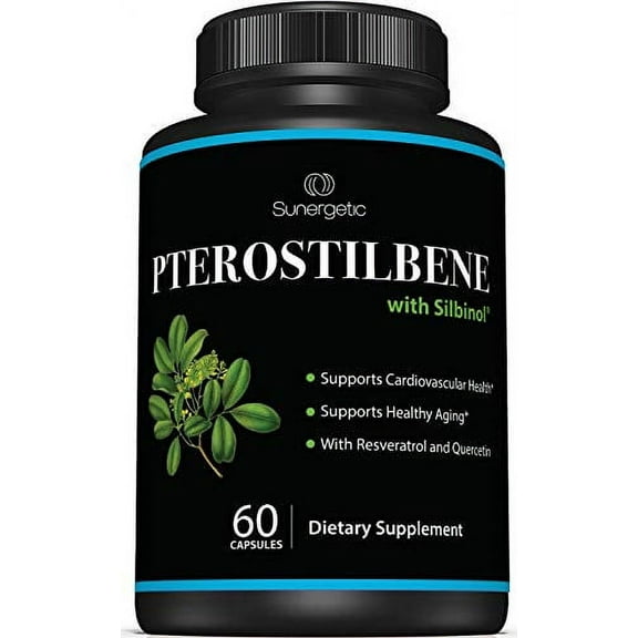 acdanc  Premium Pterostilbene Supplement - Pterostilbene with Resveratrol & Quercetin - Supports Healthy Aging & Cardiovascular Health - Natural Source Pterostilbene 100mg per Serving - 60 Caps