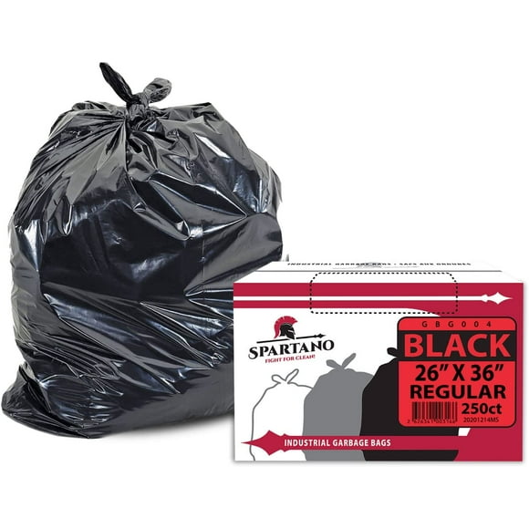 Spartano Black Garbage Bags 250 Count, Multipurpose Trash Bags for Home & Office, Size (26 x 36 Inch)