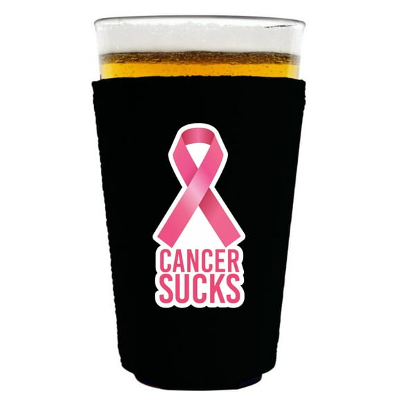 Cancer Sucks Pint Glass Coolie (Black)