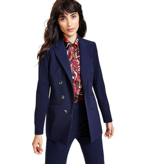 Bar III Women's Faux Double-Breasted Boyfriend Jacket – Bar Navy, XL
