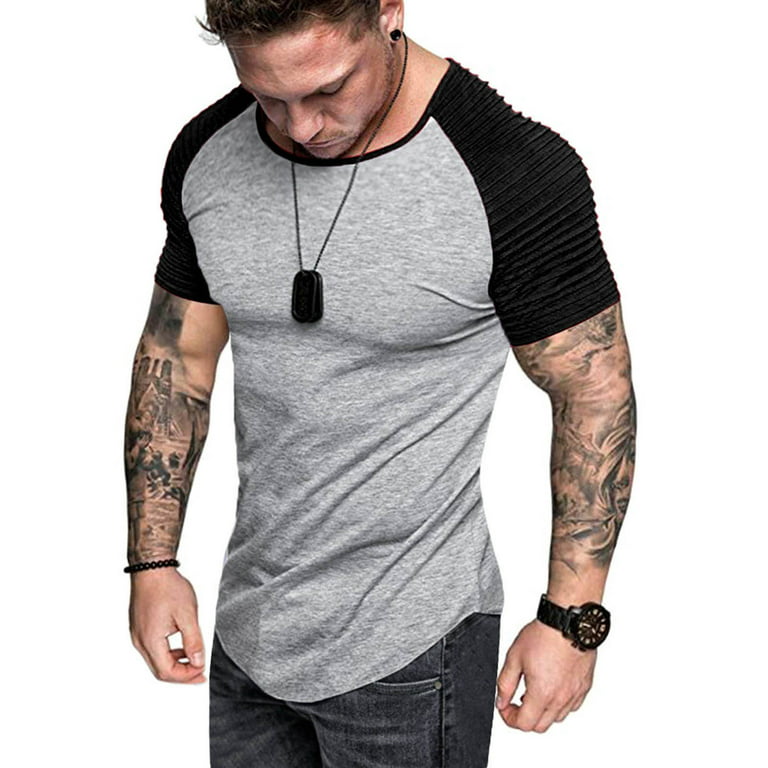 Blotona Mens Casual Short Sleeve Slim Fit T-Shirt Muscle Fitness Workout Shirts - Walmart.com