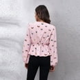 thumbnail image 2 of SWSMCLT Women's Long Sleeve Blouse V Neck Tops High Ruched Blouse Shirt Chiffon Peasant Work Cute Summer Patterned10 Large, 2 of 4