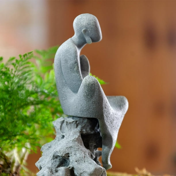 Arte abstracto Resina Acuario Estatua de Buda Estatuilla Ornamento Paisaje Mano de obra fina, uso de agua salada Fácil de limpiar Sentado de lado BLESIY Estatua al aire libre