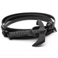 thumbnail image 2 of Pulseras de moda Yuxing con forma de hacha negra para hombre Cadena de cuero doble, 2 of 3