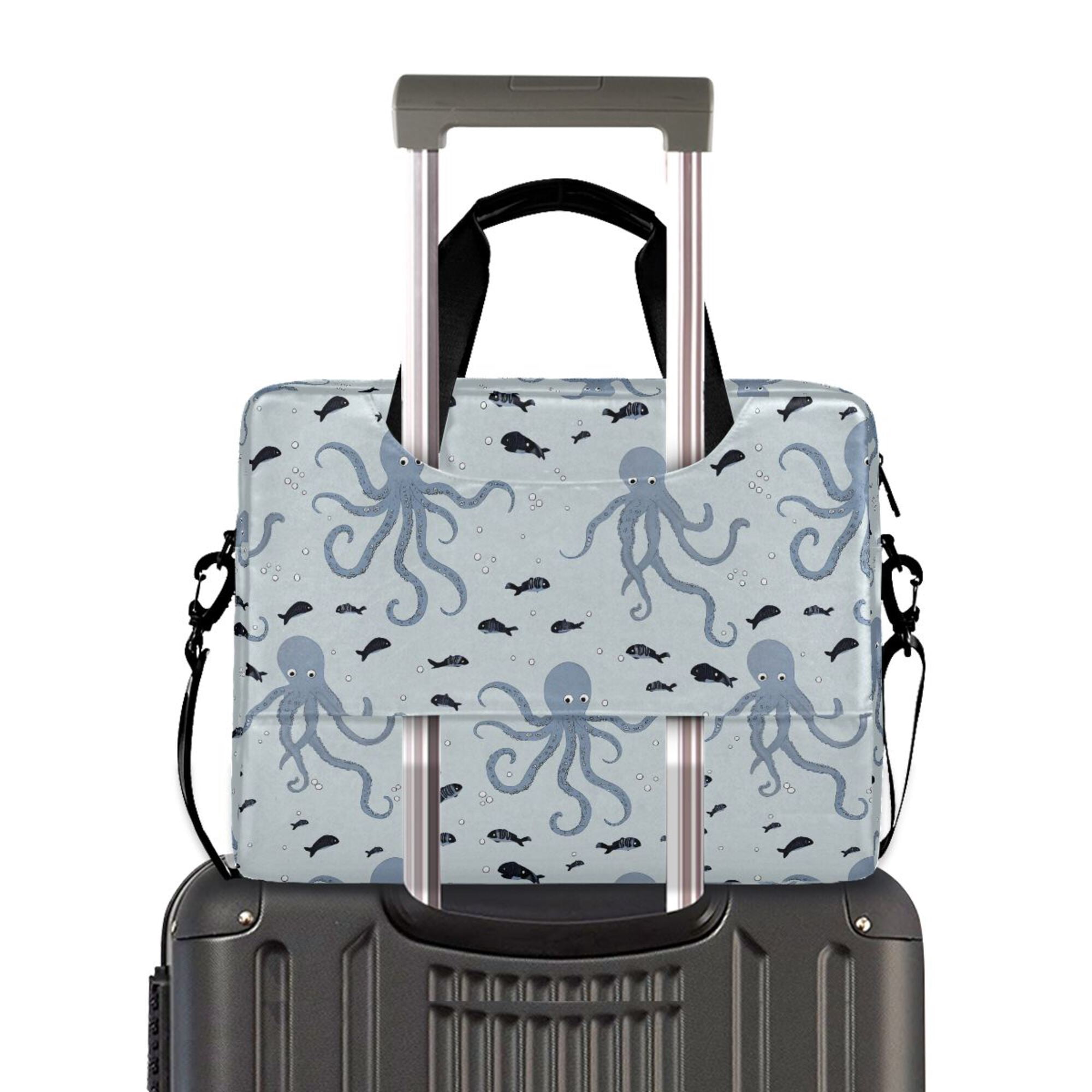 FORMRS 16" Laptop Bag Carrying Sleeve Case with Handle Travel Shoulder Briefcase, Blue Octopus Pattern