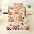 thumbnail image 3 of Erosebridal Kawaii Capybara Twin Sheet Sets,Cute Flowers Floral Bedding For Girls Kids 3pcs, 3 of 6