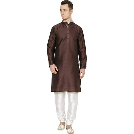 

Royal Kurta Men s Dupion Silk Contrast Piping Kurta Churidar (44 Cola)