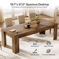 thumbnail image 3 of Finmind 78.74-inch Dining Table for 6-8, Large Farmhouse Kitchen Table with Sturdy Legs for Dining & Living Room, Dark Brown, 3 of 8