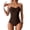 Coffee, variant on Women's Bikini V Neck Swimwear Underwire Tummy Control One Piece Solid Color Swimsuit with Chest Cushion Blue