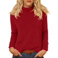 thumbnail image 1 of Comdrip Hauts pour Femmes Manches Longues Chemises pour Femmes Coupe Ample Col Roulé Haut Décontracté Automne Hauts Légers Chauds Chandails Hauts Col Roulé pour Femmes Rouge G, 1 of 5