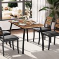 thumbnail image 3 of 5 Piece Dining Table Set for 4, Space Saving Metal and Wood Design with Cushioned Seats, Chamfered Edge for Apartments Small Spaces Breakfast Nook, Multiple Colors, 3 of 8