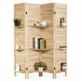 thumbnail image 1 of Costway 4 Panel Folding Room Divider Screen W/3 Display Shelves 5.6 Ft Tall Natural, 1 of 10