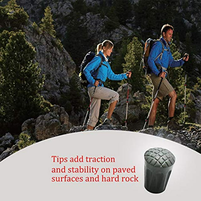 6Pcs Rubber Tips for Trekking Poles Shock Absorbing Replacement Pole Tip Protectors with 11mm Hole Diameter