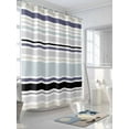 thumbnail image 3 of Fsddascl Aqua Stripe Shower Curtain Set - Long 72" x 84" Washable Bathtub Curtain with 12 Hooks, Modern Abstract Art Black Striped Rustic Waterproof Fabric Stall Shower Curtains for Bathroom/Bathtub, 3 of 6
