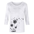 thumbnail image 4 of Pxiakgy Womens Tops Dandelion Print 3/4 Sleeves Crew Neck Shirts Loose Fit Cute Graphic Tees Causal Blouse Casual Boho Clothing Plush Collar Cuffs Christmas Print Loose Long Sleeved T Shirt White S, 4 of 4
