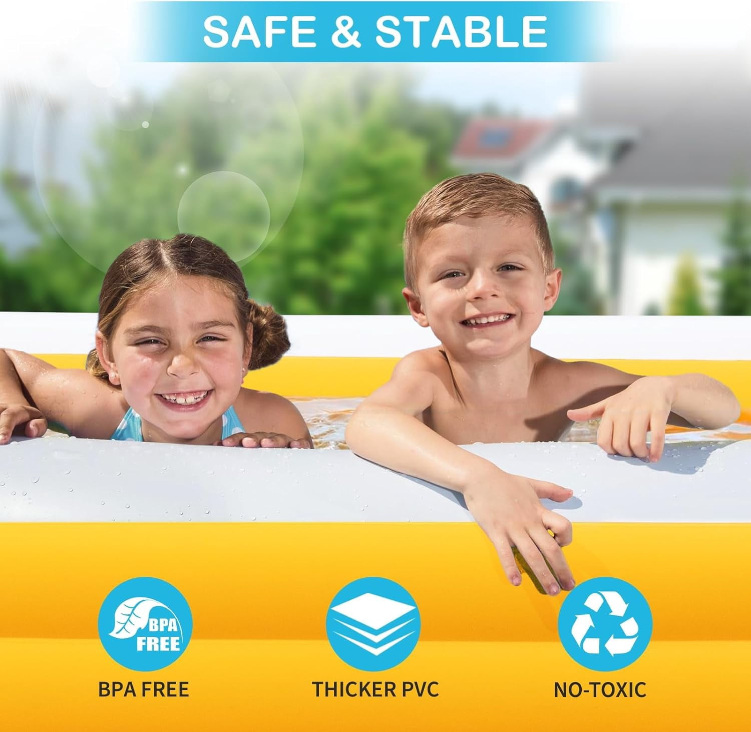 Large Inflatable Swimming Pool 145" X 74" X 22" for Family, Backyard, Garden, Summer Water Party