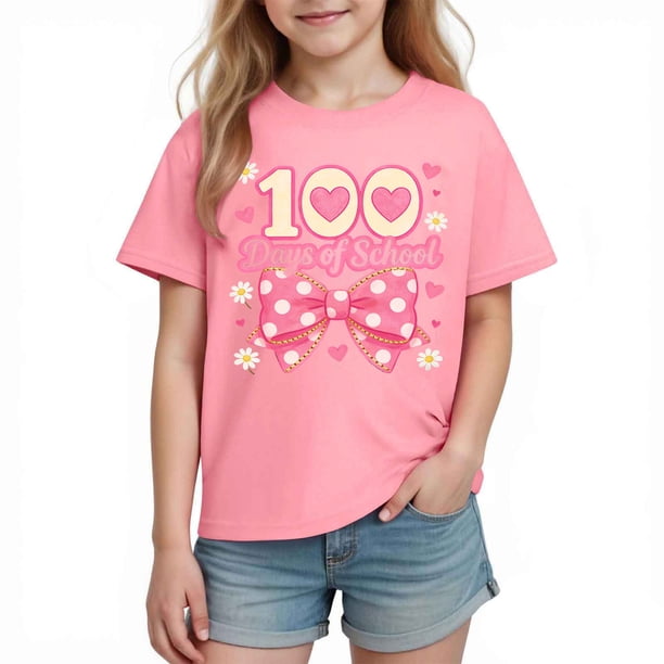 Camiseta de Manga Corta Linda para Niños Niñas Impresión Gráfica Escuela Temporada Casual Tee, Chicas Manga Corta Tops Ropa de Juego Suave Alternativa