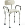 Medline Shower Chair Bath Seat with Padded Armrests and Back, 350lb Weight Capacity, Adjustable Height, White