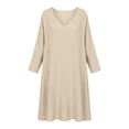 thumbnail image 4 of snilers Womens Mini Dresses Cotton Linen Long Sleeve V Neck Beach Vacation Sundress Summer Casual Outfits with Pockets XL, 4 of 8