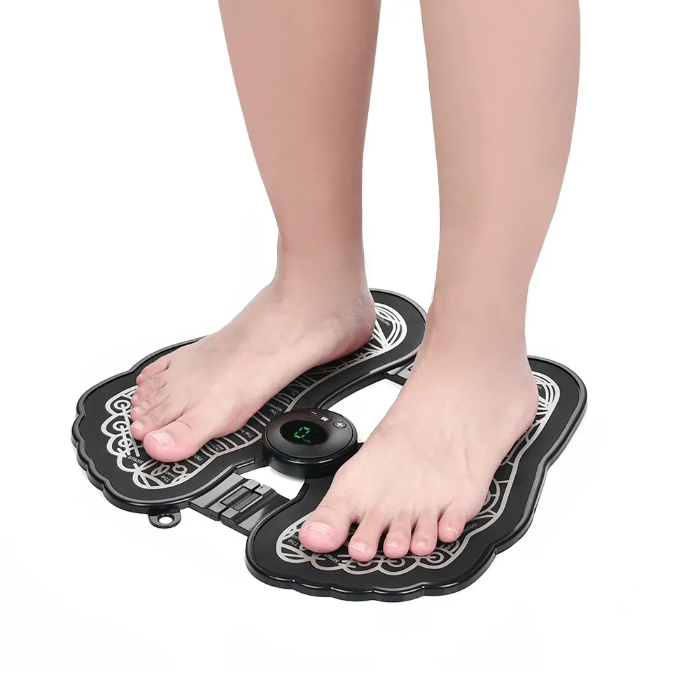 EMS Foot Massager Pad with Romote Control, Electric USB Rechargeable Foot Massage Mat with 8 Modes 19 Intensity Promote Blood Circulation