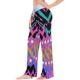 thumbnail image 2 of Women's Bright Ethnic Pattern Printed Pajama Pants, Casual Pajama Bottoms Lounge Pants Wide Leg, 2 of 7