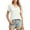 A-02 White, variant on Women's Short Sleeve Shirts Summer V-Neck Ribbed Knit Regular Fit Ladies Tops White M