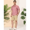 thumbnail image 4 of Camisa rayas botones mangas cortas playa verano informal Rosa T XXL, 4 of 6