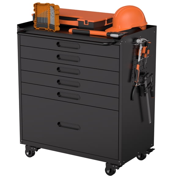 34.3" Heavy-Duty Steel Mobile Tool Chest Tool Cabinet Organizer with 6 Drawers for Garage & Workshop Storage