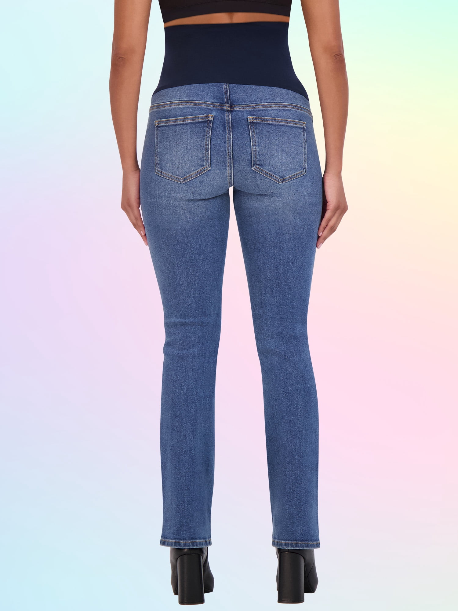 Savi Parker Women's Maternity Bootcut Jeans with Pockets – Pregnancy Must Haves Maternity Jeans Over The Belly - 32.5" Inseam (S, Marina Wash)