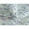 thumbnail image 3 of Ambesonne Spring Quilted Bedspread Set 3 Pcs, Watercolor Flower Foliage, Twin, Blue Grey and Pale Lavender, 3 of 4