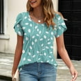 thumbnail image 4 of Oalirro Floral Summer Dressy Pleated Blouse for Women Casual Short Sleeve Tops Loose T Shirts Trendy Tunics, 4 of 7