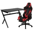 thumbnail image 1 of Bowery Hill Gaming Desk and Racing Reclining Chair Set in Black and Red, 1 of 12