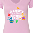thumbnail image 4 of Inktastic In a World You Can Be Anything Be Kind Autism Awareness Women's V-Neck T-Shirt, 4 of 5