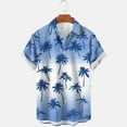 thumbnail image 2 of ZCFZJW Hawaiian Beach Tops for Men Casual Tie Dye Tropical Palm Tree Print Summer Short Sleeve Button Down Graphic T-Shirts Trendy Holiday Vacation Tees Shirt Blue XXXL, 2 of 3