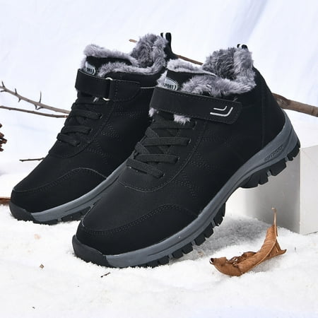 

eczipvz Men Shoes Fashion Couples Men Winter Flat Lae Up Keep Warm Snow Boots Comfortable Short Boots Sport Shoes Teen Winter Boots (Black 8.5)