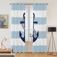 thumbnail image 2 of Aqua Stripe Nautical Kitchen Curtains 84 Inch Length, Navy Blue Anchor Summer Coastal Grommet Top Bedroom Living Room Curtains, Light Filtering Cafe Curtain Drapes 2 Panels Set 84''x84'', 2 of 9